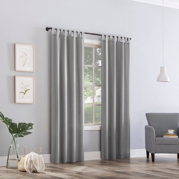 NIP Joshua Heathered Textured Tab Top Semi Sheer Curtain Panel Silver- No 918 - Picture 5 of 11